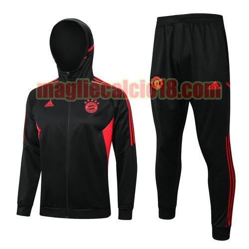 giacca con cappuccio zip intera bayern munich 2023-2024 nero