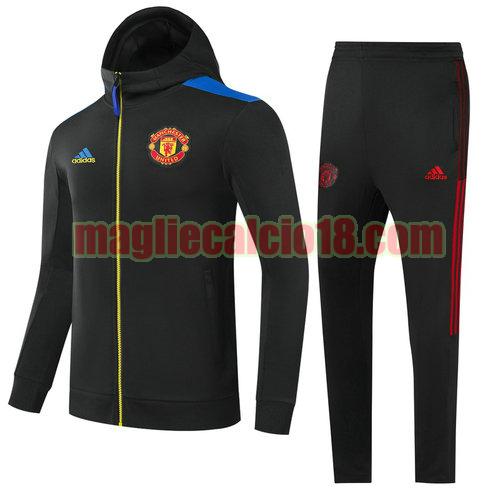 giacca con cappuccio zip intera manchester united 2022-2023 nero