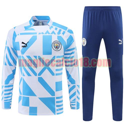 giacca sportiva con mezza zip manchester city 2022-2023 camouflage bianco blu