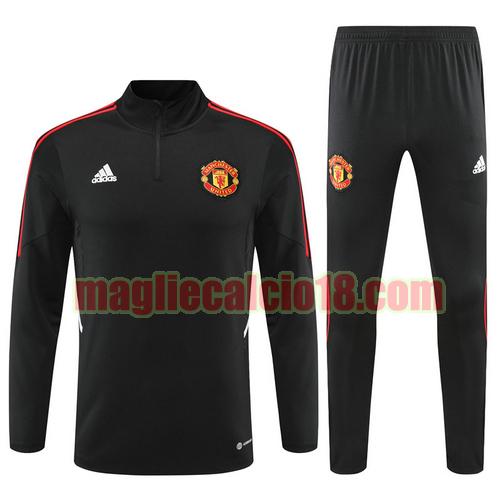 giacca sportiva con mezza zip manchester united 2022-2023 nero