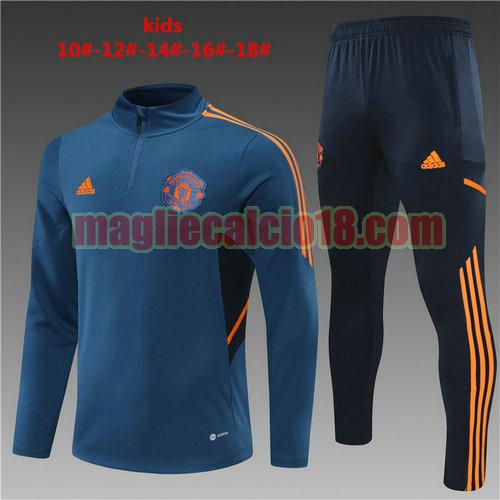 giacca sportiva con mezza zip manchester united 2022-2023 bambino blu