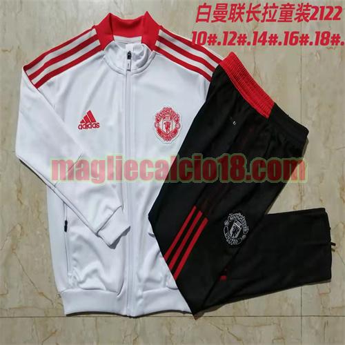 giacca sportiva con zip a poco prezzo manchester united 2021-2022 bambino bianco