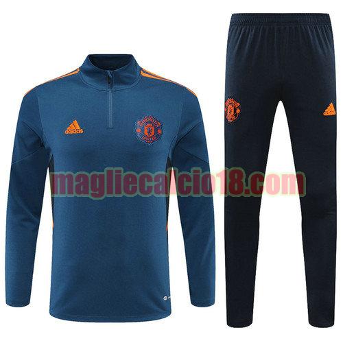 giacca sportiva con zip manchester united 2022-2023 blu