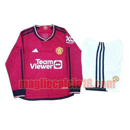 maglia manchester united 2023-2024 bambino maniche lunghe prima