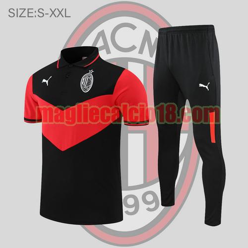 maglia polo calcio ac milan 2022-2023 nero e rosso