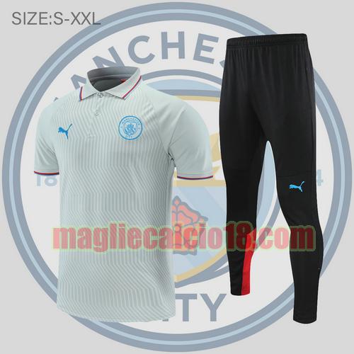 maglia polo calcio manchester city 2022-2023 grigio chiaro