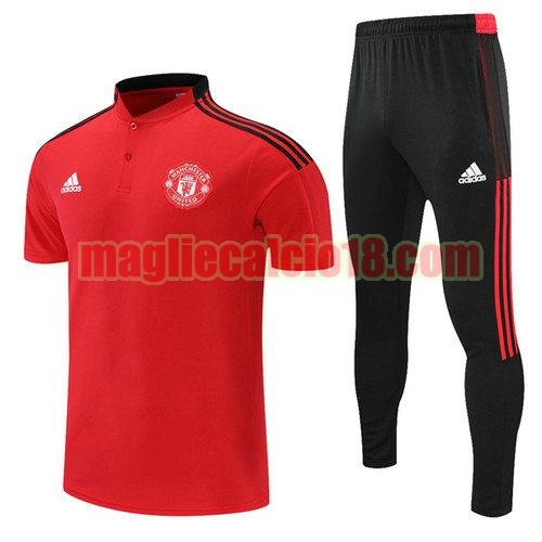 maglia polo calcio manchester united 2021-2022 rosso