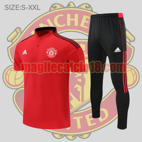 maglia polo calcio manchester united 2022-2023 rosso