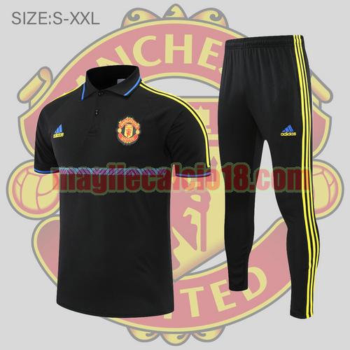 maglia polo calcio manchester united 2022-2023 strisce nere e blu