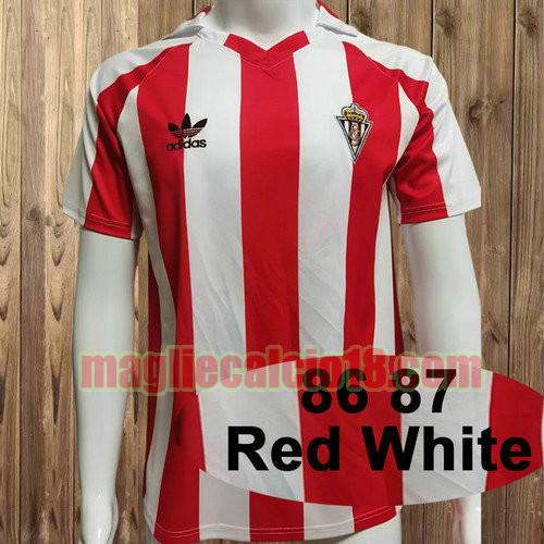 maglia sporting de gijon 1986-1987 rosso bianco