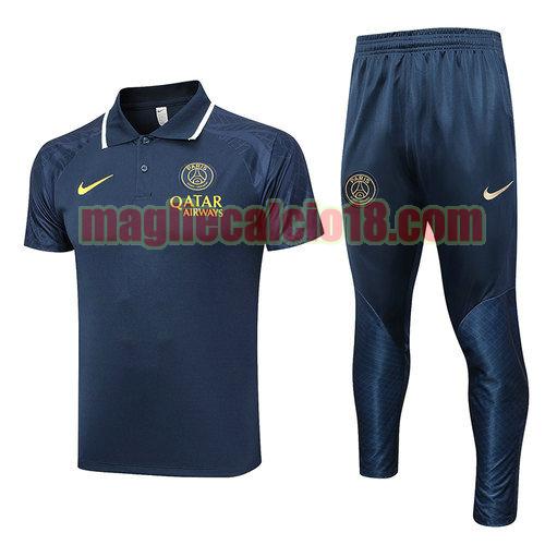 maniche corte polo + pantaloni paris saint germain 2023-2024 a poco prezzo blu reale