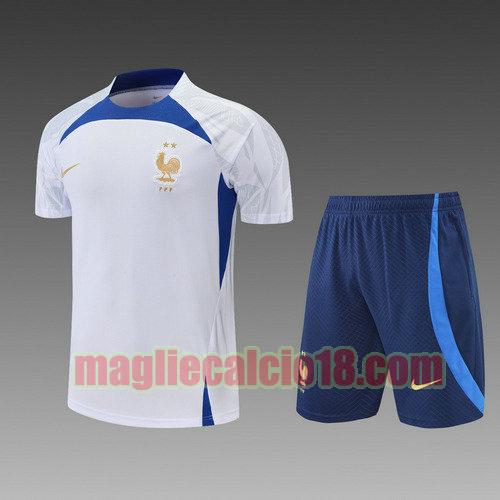 pantaloncini + maniche corte francia 2022-2023 training bianco blu