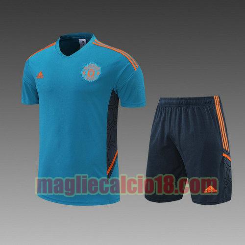 pantaloncini + maniche corte manchester united 2022-2023 blu