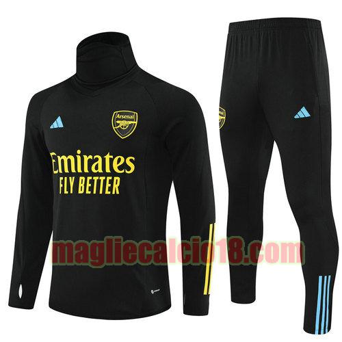 tuta mezza zip arsenal 2023-2024 a poco prezzo collo alto nero