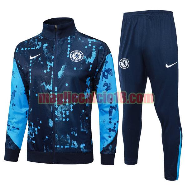 tuta sportiva chelsea 2024 25 long zipper blu completo