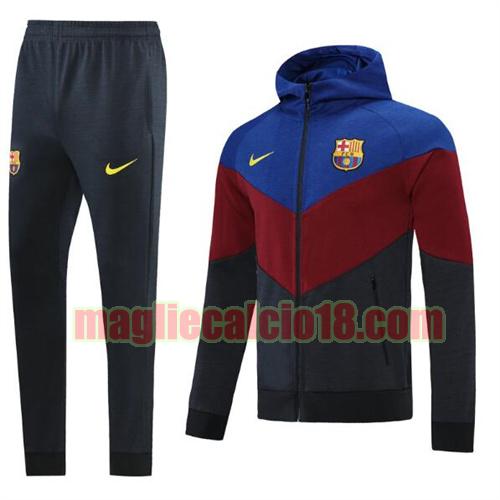 tuta sportiva con cappuccio barcellona 2021-22 blu rosso nero