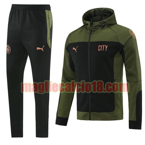 tuta sportiva con cappuccio manchester city 2022 nero verde scuro