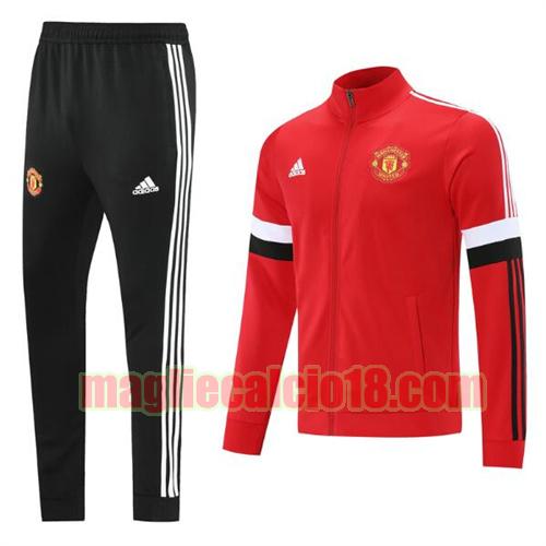 tuta sportiva scollo alto manchester united 2021-22 stile di moda rosso